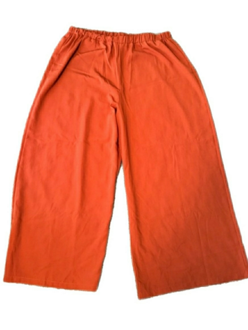 SHEIN. Wide-Leg Elastic Waist linen Orange Pants. 2X